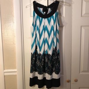 SALE! 2/$25 - Teal chevron & printed lace dress